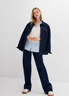 Finstickad tröja med blusinfällning, bonprix