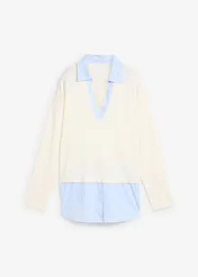 Finstickad tröja med blusinfällning, bonprix