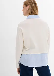 Finstickad tröja med blusinfällning, bonprix