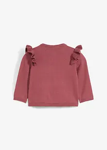 Finstickad cardigan med volanger, bonprix
