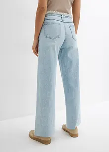 Wide Leg Jeans Mid Waist, med fransad midja, bonprix