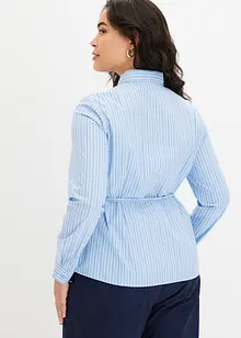 Randig blus med knytband, bonprix