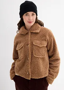 Oversized teddyjacka med krage, bonprix