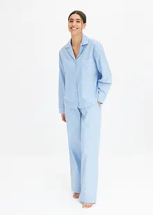 Pyjamas i oversized modell av vävt material med knappslå, bonprix