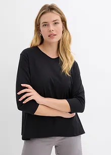 Boxy topp med asymmetrisk nederkant och 3/4-ärmar, bonprix