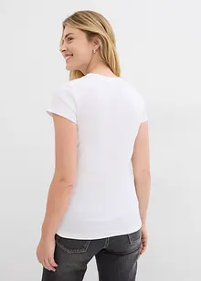 Ribbstickad topp med korta ärmar och ekologisk bomull (2-pack), bonprix
