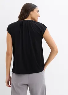 T-shirt av viskosmix med kort knappslå, bonprix