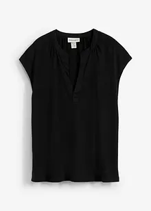 T-shirt av viskosmix med kort knappslå, bonprix