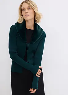 Cardigan med vävd päls, bonprix