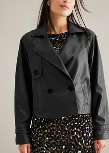 Kort trenchcoat i skinnimitation, bonprix