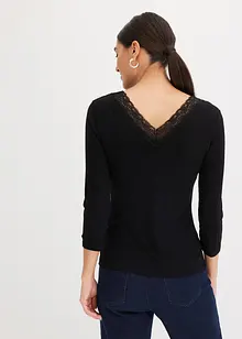 Långärmad topp med spets, bonprix