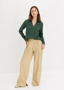 Skjortblus med  omlottlook, bonprix
