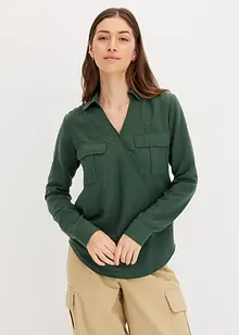Skjortblus med  omlottlook, bonprix