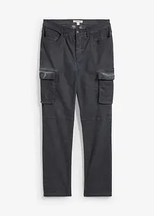 Cargobyxa med stretch och tvättade effekter, Straight, bonprix