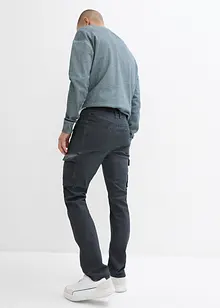 Cargobyxa med stretch och tvättade effekter, Straight, bonprix