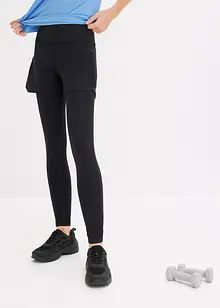 Träningsleggings med shorts och mobilficka av mesh, bonprix