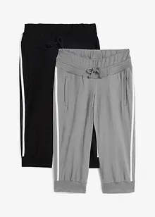 Bomullsjoggingbyxa i caprimodell (2-pack), bonprix