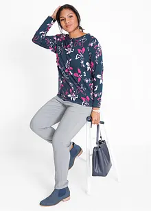 Långärmad topp med blommönster, bonprix