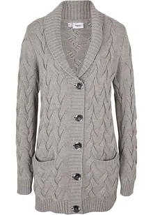 Cardigan med sjalkrage och flätstickning, bonprix