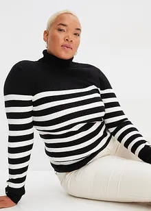 Randig polotröja i viskosmix, bonprix