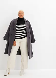 Randig polotröja i viskosmix, bonprix