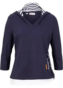 Bomullstopp med luva och 3/4-ärm, bonprix