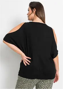 Cold shoulder-topp i viskos, bonprix