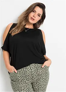 Cold shoulder-topp i viskos, bonprix