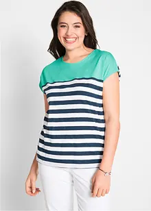 Kortärmad topp i flamgarn, bonprix