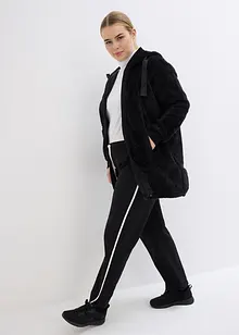 Lång, mysig fleecejacka med huva, bonprix