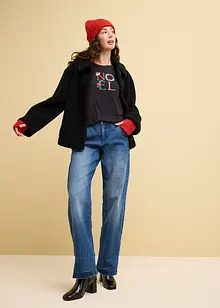 Wide Leg Jeans High Waist med bekväm midja, bonprix