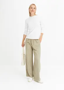 Ribbstickad långärmad T-shirt i ren bomull, bonprix