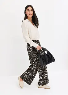 Satinblus av viskos med krage och slag, bonprix