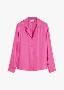 Satinblus av viskos med krage och slag, bonprix