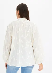 Lätt transparent blus med blomapplikation, bonprix