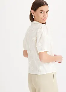 Kortärmad blus i ren bomull, bonprix