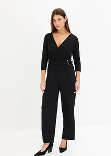 Jumpsuit med 3/4-ärmar och skärp, bonprix