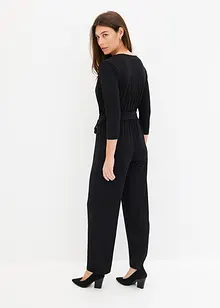 Jumpsuit med 3/4-ärmar och skärp, bonprix