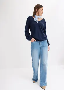 Fleecetröja med pärlor, bonprix