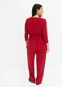 Jumpsuit med 3/4-ärmar och skärp, bonprix