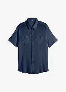 Kortärmad skjorta med krinklad look i ren bomull, bonprix
