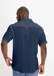 Kortärmad skjorta med krinklad look i ren bomull, bonprix