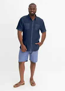 Kortärmad skjorta med krinklad look i ren bomull, bonprix