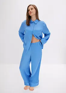 Pyjamas i oversized modell av vävt satinmaterial, bonprix