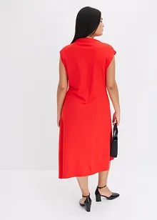 Midiklänning med drapering och asymmetrisk nederkant, bonprix