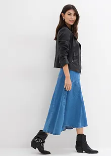 Mellanlång jeanskjol, High Waist, bonprix