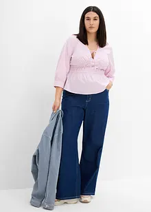 Rynkad blus med elastiska sömmar, bonprix