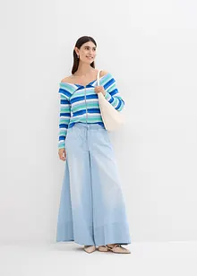 Jeans med vida ben, medelhög midja och resårlinning, bonprix