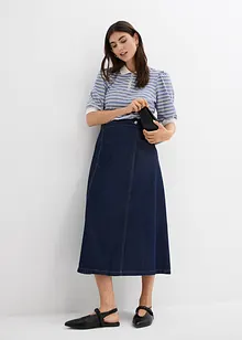 Jeanskjol i omlottstil, Super Soft, bonprix