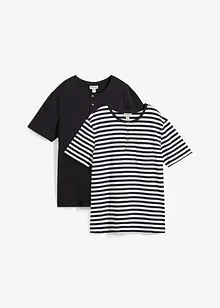 T-shirt med kort knäppning av ren ekologisk bomull 2-pack), bonprix